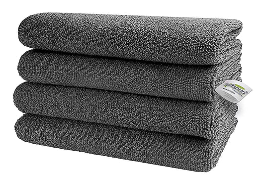 Softspun 30x40 cm 340 GSM Grey Microfiber Cloth Pack of 4 Pcs